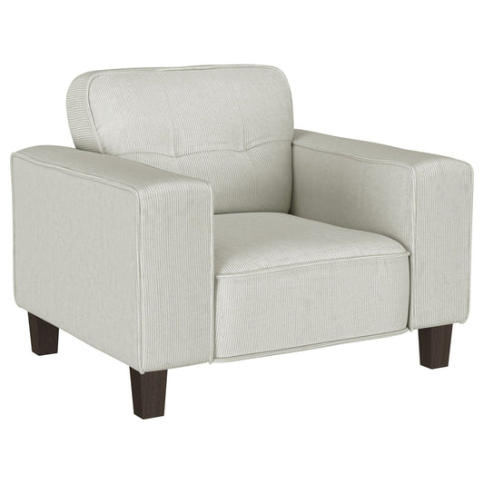 Deerhurst - Upholstered Track Arm Tufted Accent Chair - Greige Arm Chairs by Coaster Fine Furniture - Walls Furniture & Mattress