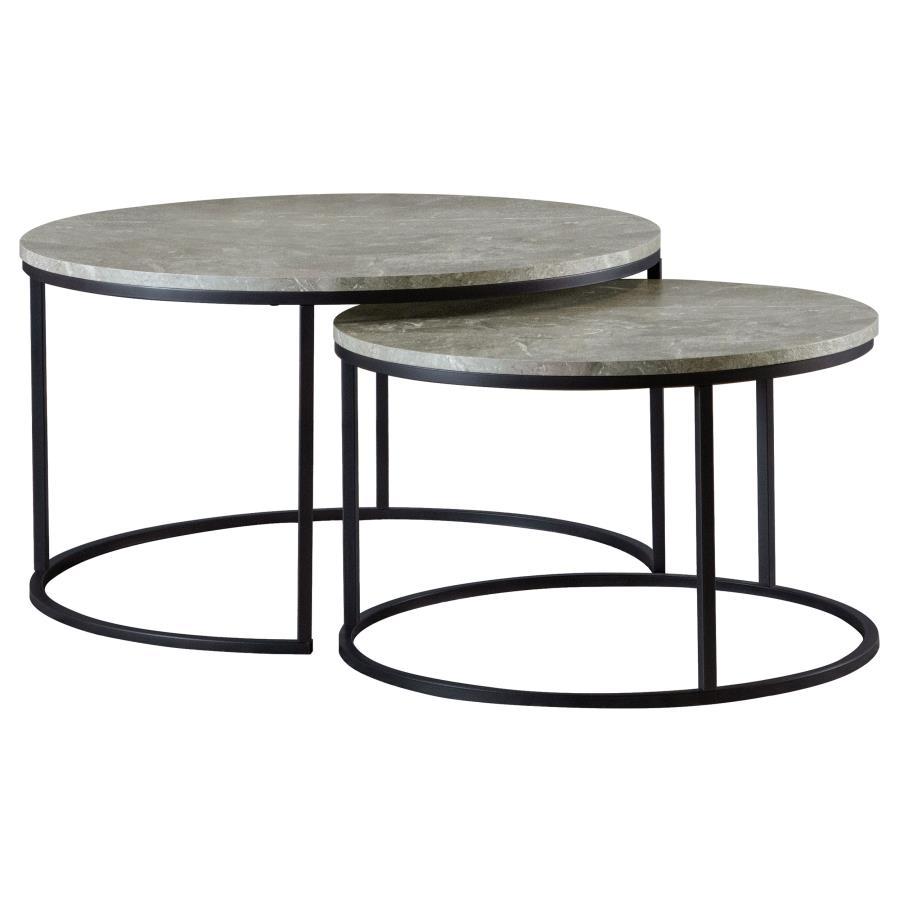 Lainey - 2 Piece Round Faux Marble Nesting Coffee Table Nesting Tables by CoasterEveryday - Walls Furniture & Mattress