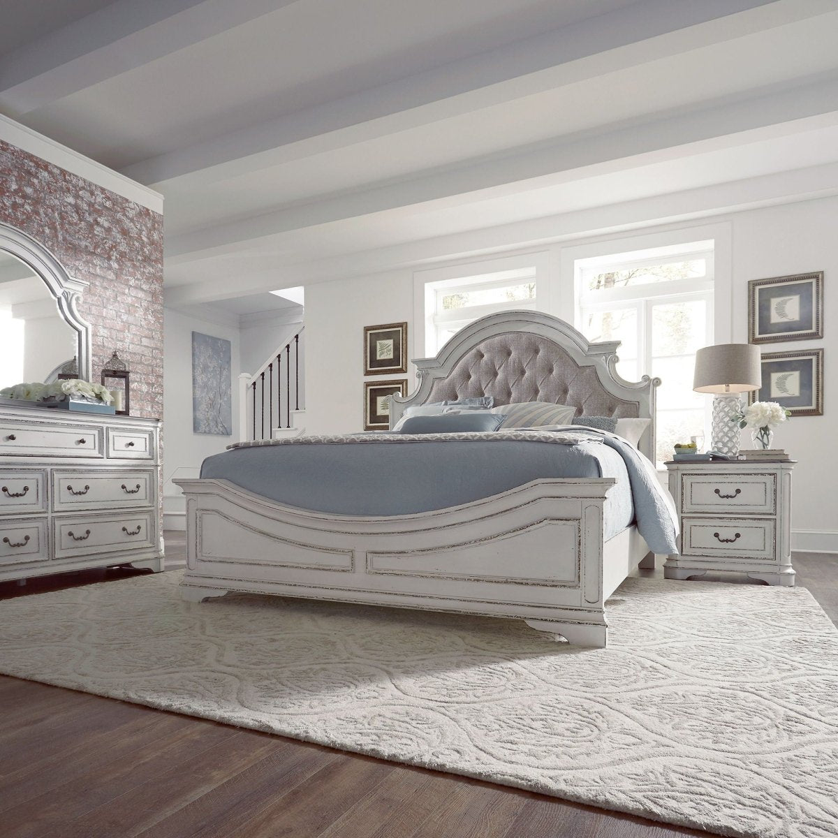 Magnolia Manor - Upholstered Bed Set 3 Piece Bedroom Sets by Liberty Furniture - Walls Furniture & Mattress