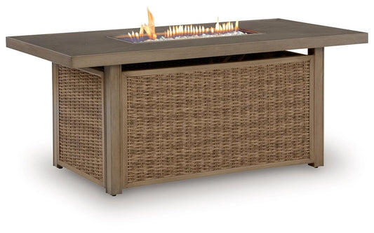 Laguna Heights - Rectangular Fire Pit Table - Beige Fire Pits by Signature Design by Ashley® - Walls Furniture & Mattress