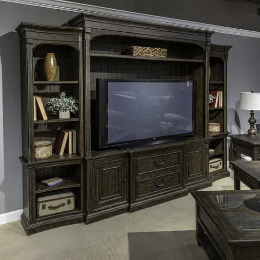 Paradise Valley - Entertainment Center With Piers - Dark Brown Entertainment Centers by Liberty Furniture - Walls Furniture & Mattress