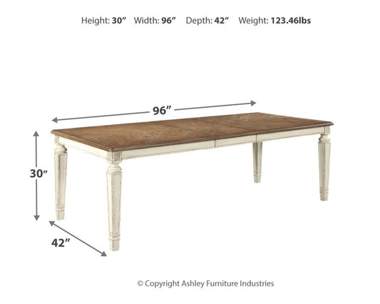 Realyn - Rectangular Dining Room Extension Table - Chipped White Dining Tables with Extensions by Signature Design by Ashley® - Walls Furniture & Mattress