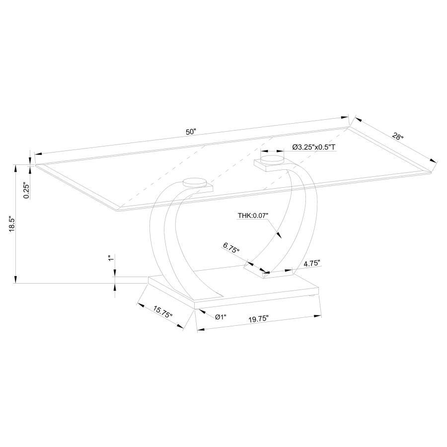 Pruitt - Glass Top Metal Base Table Coffee Tables by CoasterEssence - Walls Furniture & Mattress