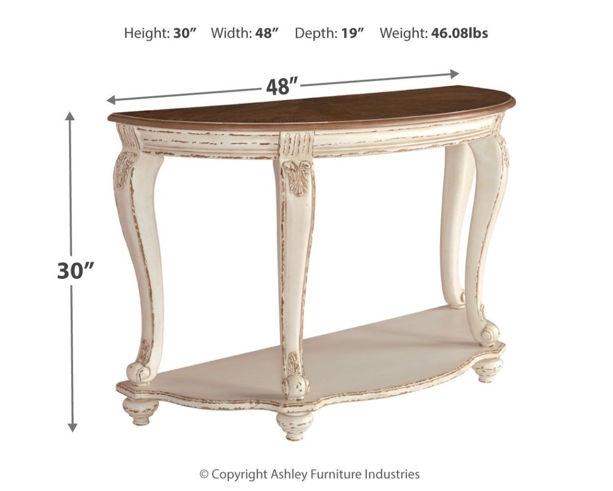 Realyn - Sofa Table - White / Brown Sofa Tables by Signature Design by Ashley® - Walls Furniture & Mattress