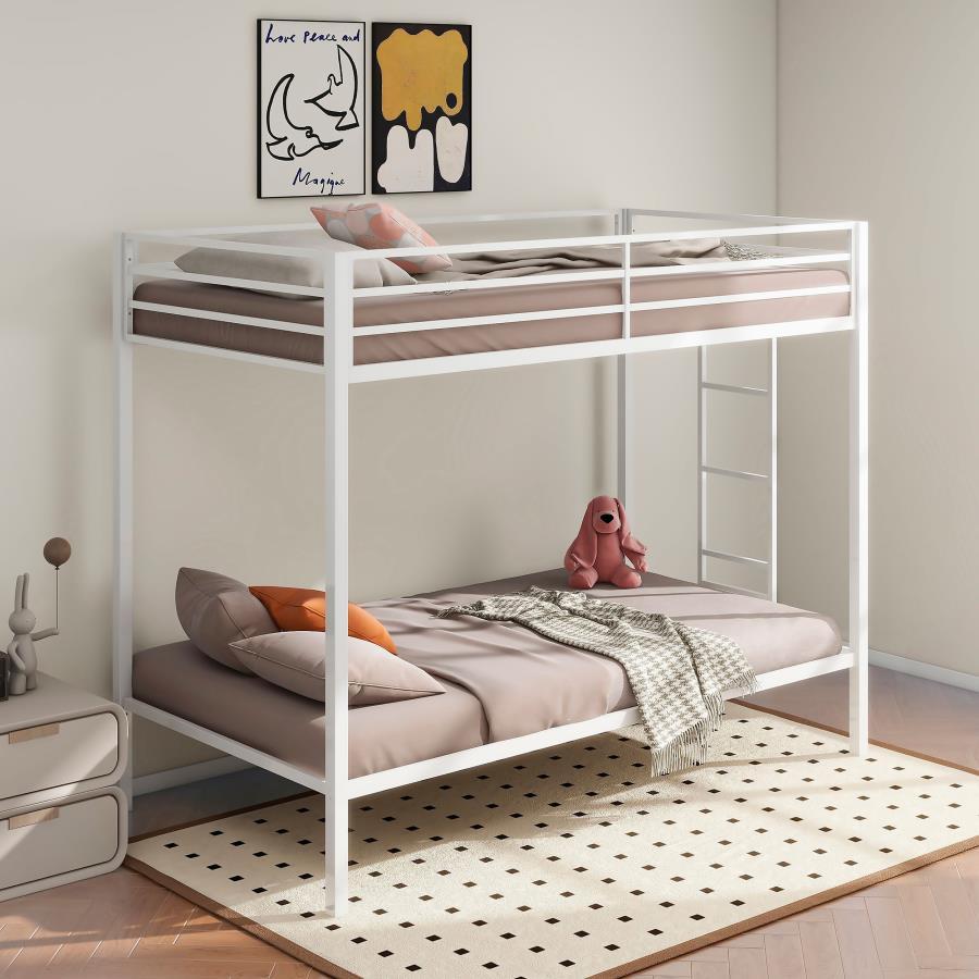 Alevera - Metal Bunk Bed With Ladder Bunk Beds by Coaster Fine Furniture - Walls Furniture & Mattress