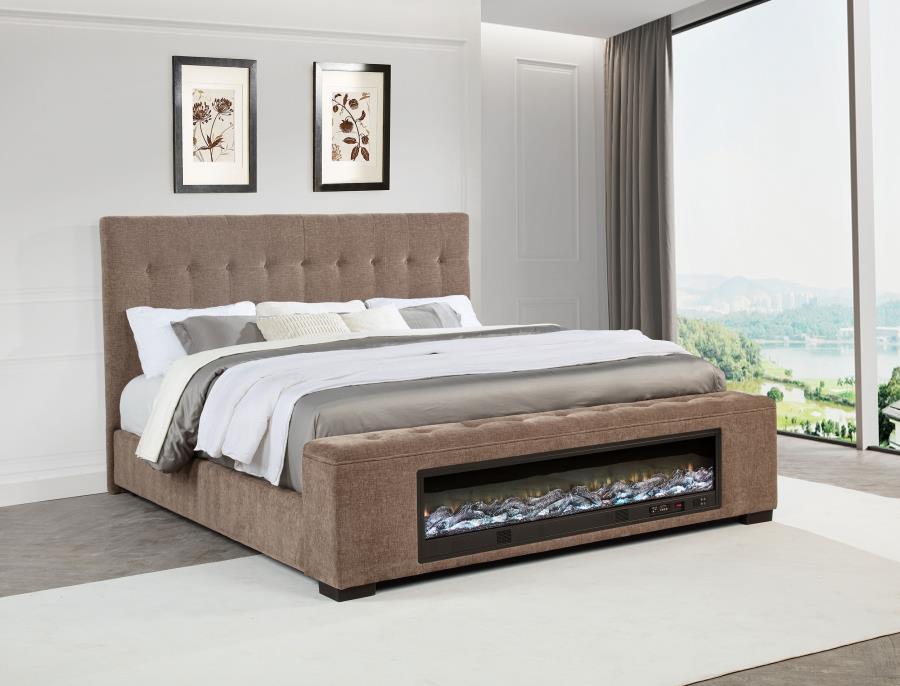 Senna - Upholstered Audio Flame Visualizer Bed Upholstered Beds by Coaster Fine Furniture - Walls Furniture & Mattress