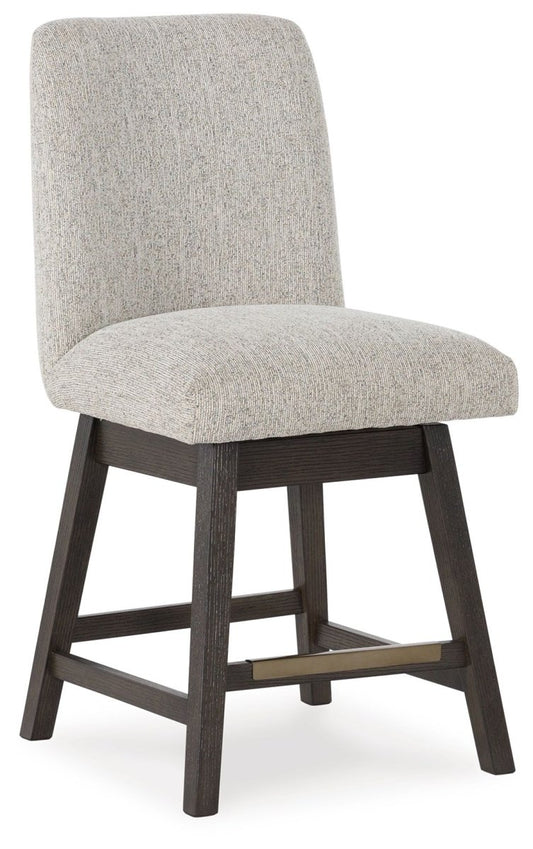Burkhaus - Upholstered Swivel Barstool (Set of 2) - Beige / Dark Brown Stool Sets by Signature Design by Ashley® - Walls Furniture & Mattress