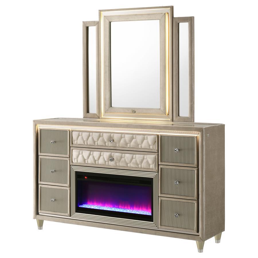 Lorient - 8 - Drawer LED Bedroom Flame Box Dresser Dressers by Coaster Fine Furniture - Walls Furniture & Mattress