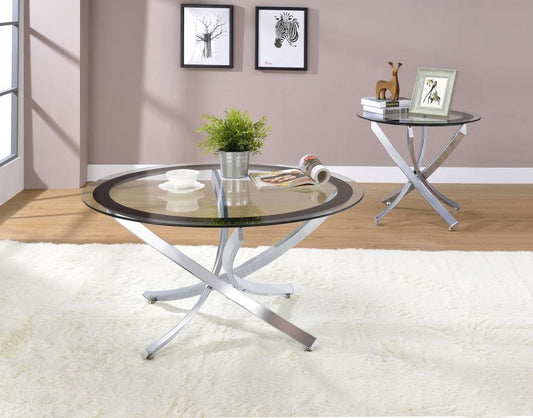 Brooke - Round Glass Top Coffee Table Set Table Sets by Coaster Fine Furniture - Walls Furniture & Mattress