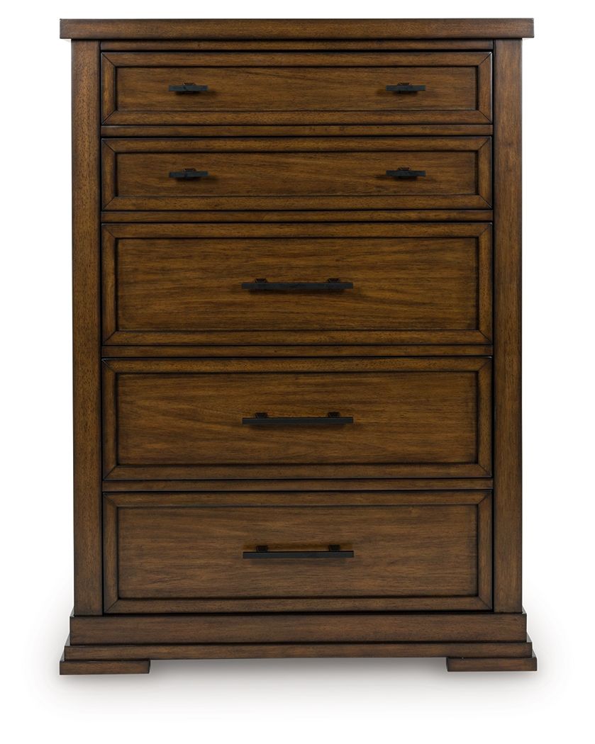 Taffenbrook - Five Drawer Chest - Medium Brown Accent Chests by Benchcraft® - Walls Furniture & Mattress