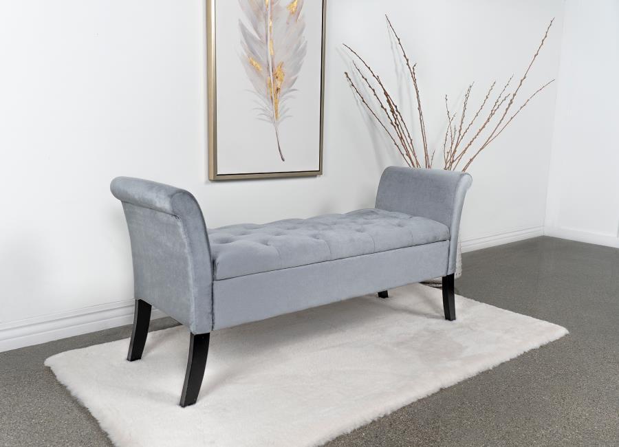 Farrah - Velvet Upholstered Rolled Arm Storage Bench Storage Benches by Coaster Fine Furniture - Walls Furniture & Mattress