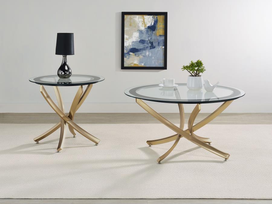 Brooke - Round Glass Top Coffee Table Set Table Sets by Coaster Fine Furniture - Walls Furniture & Mattress