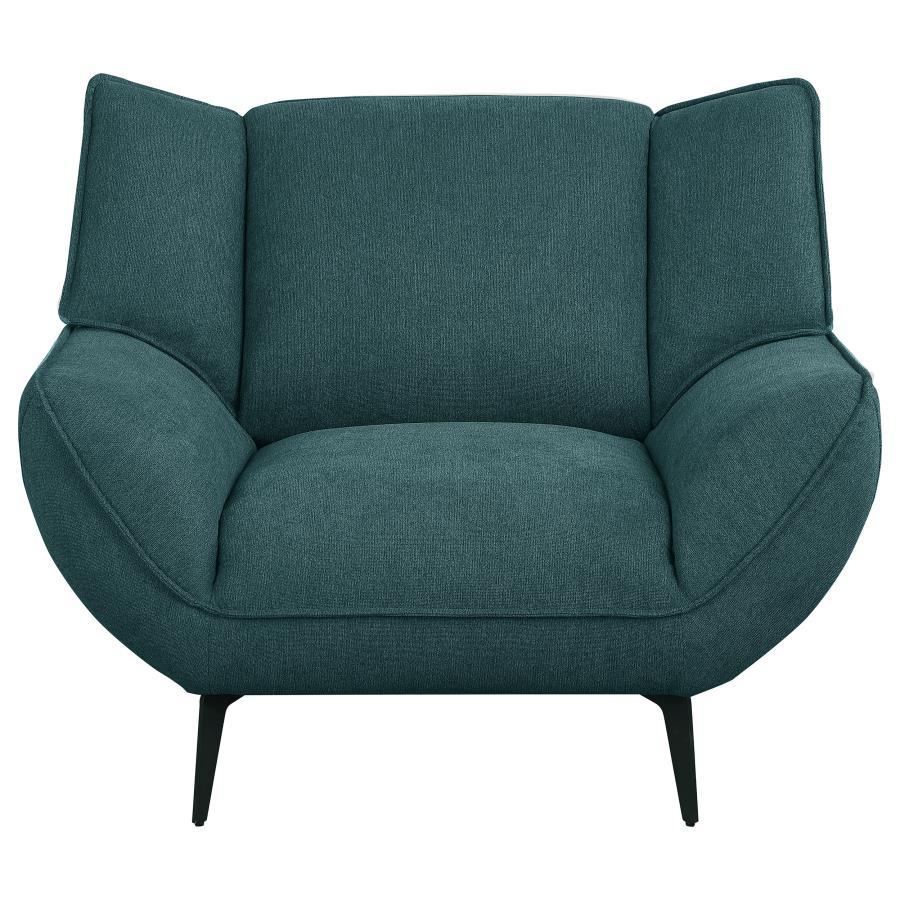 Acton - Upholstered Flared Arm Accent Chair - Teal Blue Arm Chairs by Coaster Fine Furniture - Walls Furniture & Mattress
