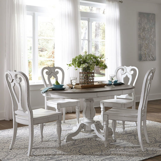 Magnolia Manor - Pedestal Table Set With Upholstered Chairs 5 Piece Dining Room Sets by Liberty Furniture - Walls Furniture & Mattress