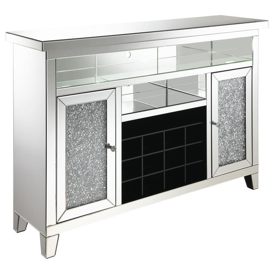 Melinda - 2 - Door LED Mirrored Wine Storage Bar Cabinet - Silver Wine Cabinets by CoasterElevations - Walls Furniture & Mattress