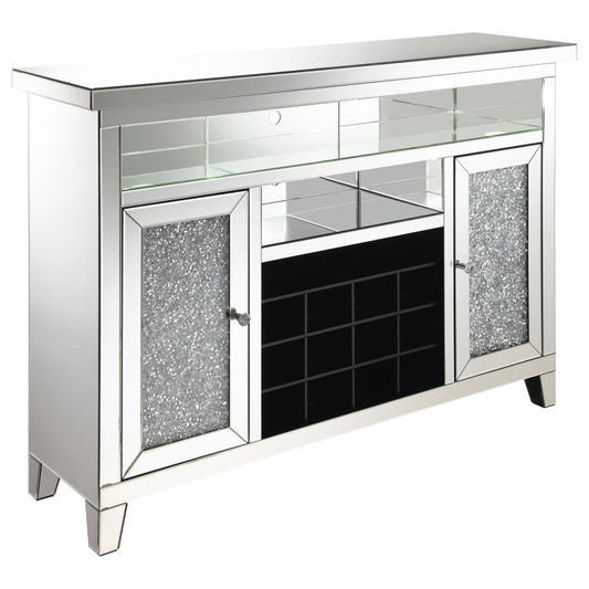 Melinda - 2 - Door LED Mirrored Wine Storage Bar Cabinet - Silver Wine Cabinets by CoasterElevations - Walls Furniture & Mattress