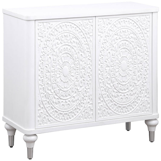 Cardella - 2 Door Mandala Accent Cabinet - Distressed White Accent Cabinets by Coaster Fine Furniture - Walls Furniture & Mattress