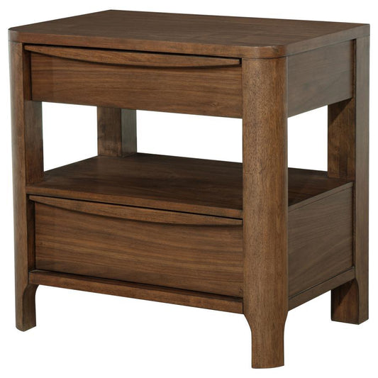 Maderia - 2 - Drawer Nightstand Bedside Table - Walnut Accent Nightstands by Coaster Fine Furniture - Walls Furniture & Mattress