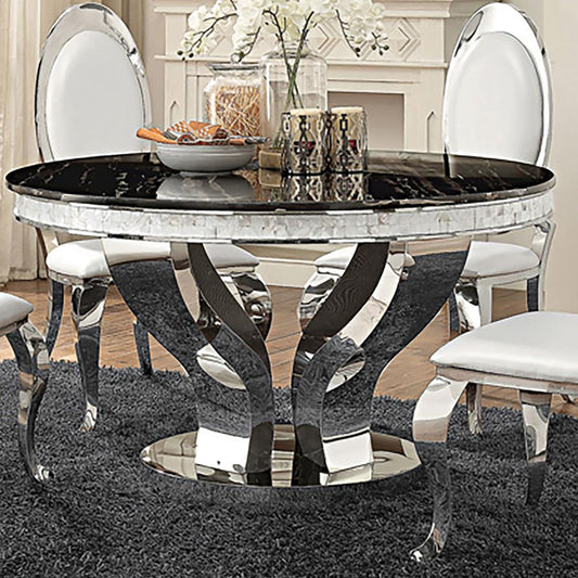 Anchorage - Round Glass Top Dining Table - Chrome Dining Tables by CoasterElevations - Walls Furniture & Mattress