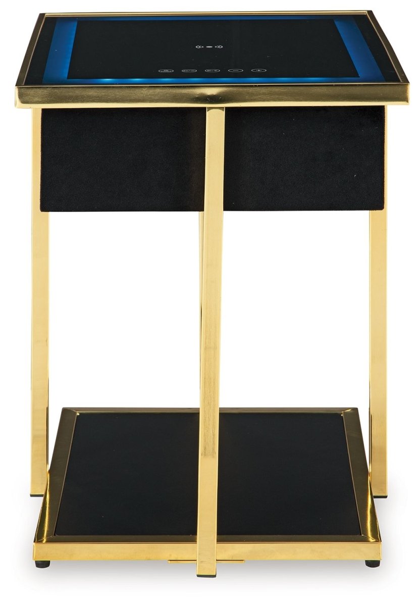 Rexwell - Accent Table With Speaker - Black / Gold Finish Accent Tables by Signature Design by Ashley® - Walls Furniture & Mattress