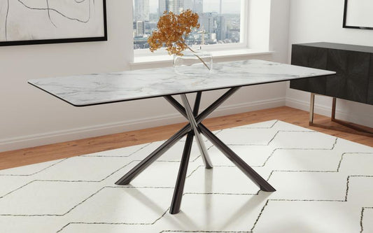 Carvell - Rectangular Sintered Stone Dining Table - Mirage White Dining Tables by Coaster Fine Furniture - Walls Furniture & Mattress