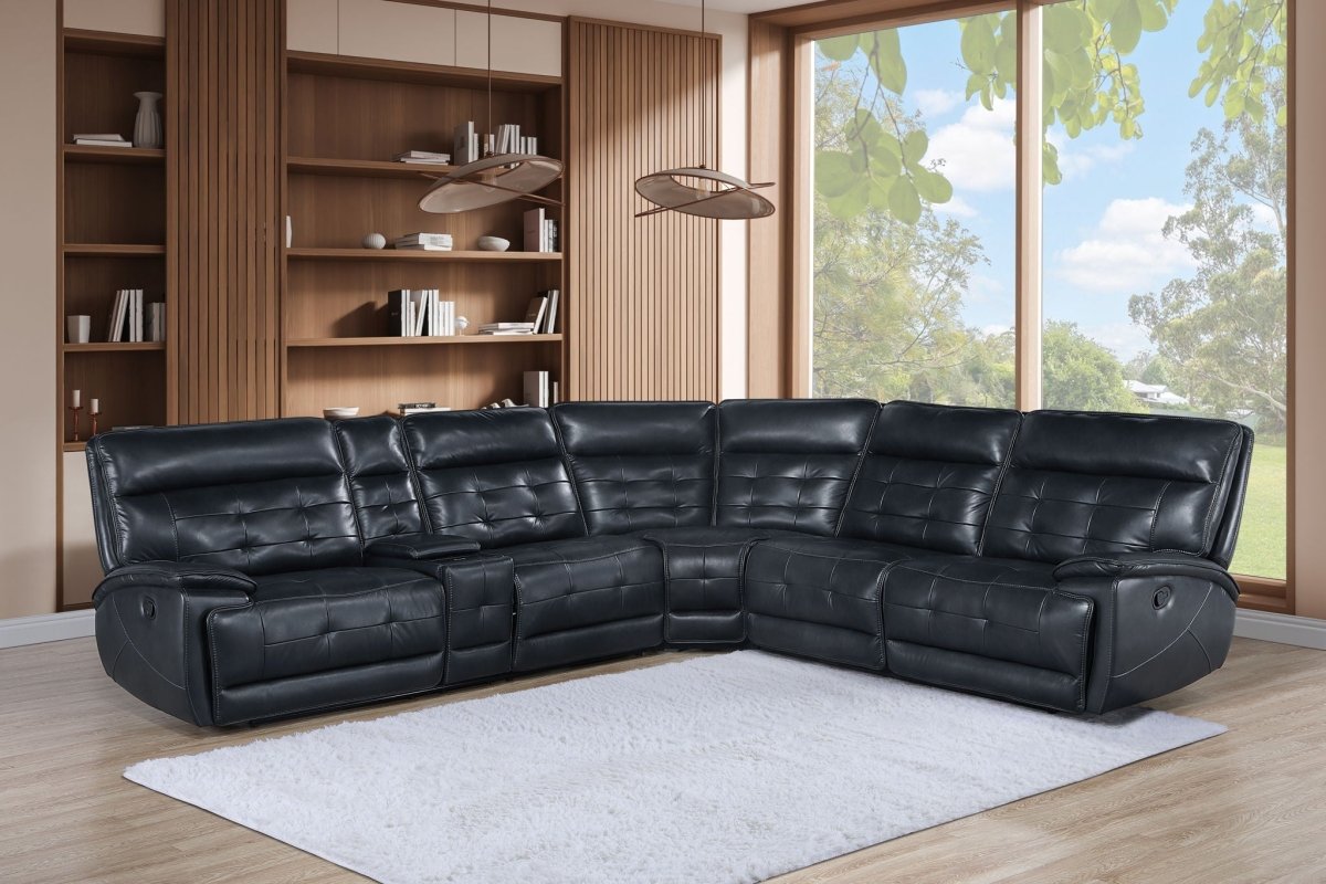 Warner - 3 Piece Manual Sectional - Black Reclining Sectionals by New Classic - Walls Furniture & Mattress