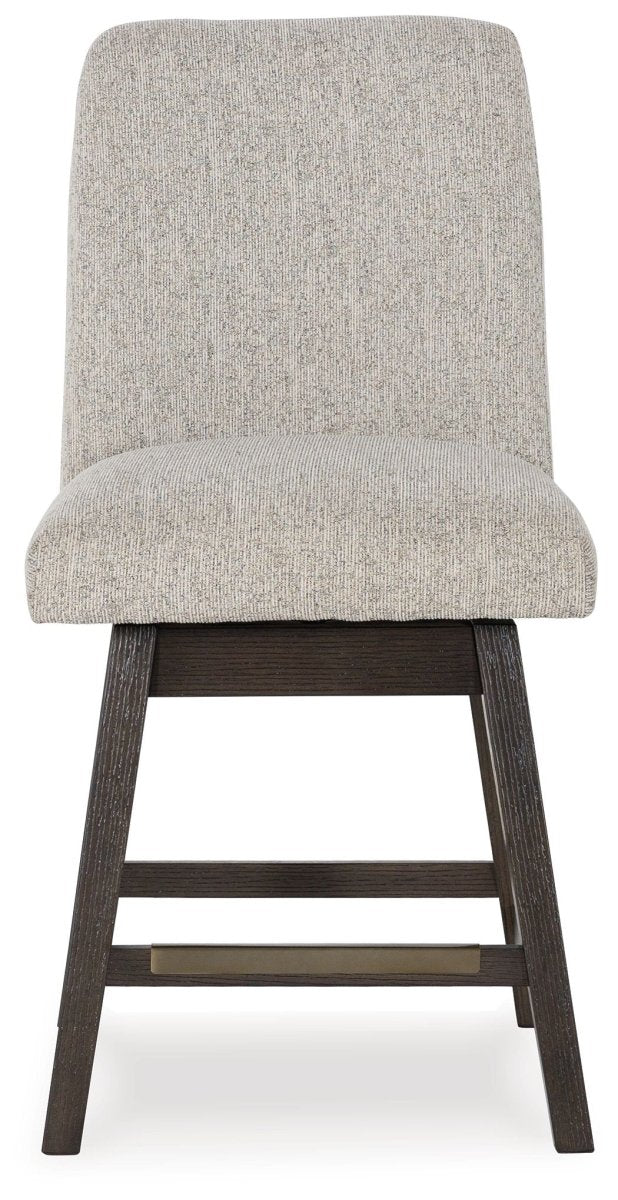 Burkhaus - Upholstered Swivel Barstool (Set of 2) - Beige / Dark Brown Stool Sets by Signature Design by Ashley® - Walls Furniture & Mattress