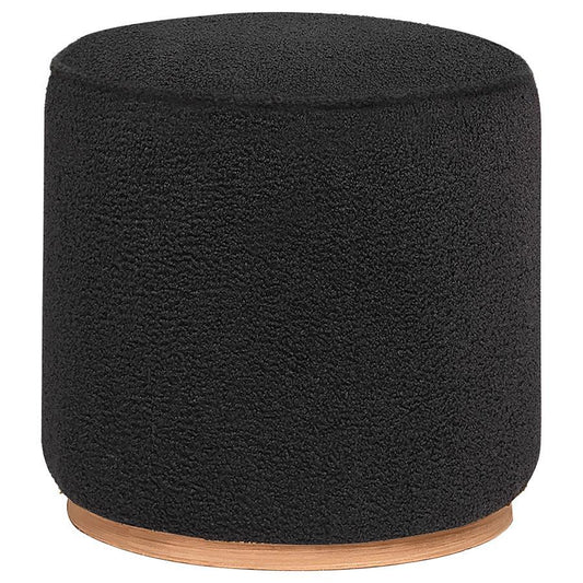 Zena - Faux Sheepskin Upholstered Round Ottoman Upholstered Ottomans by Coaster Fine Furniture - Walls Furniture & Mattress