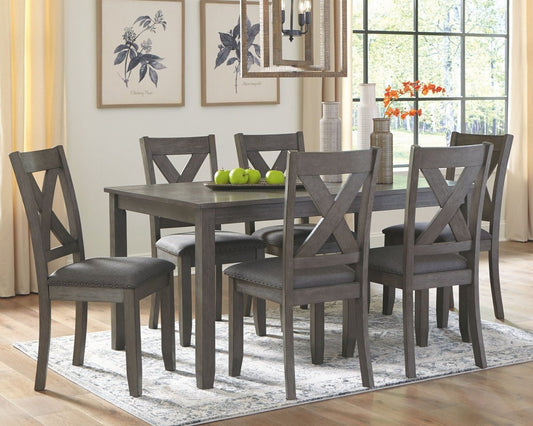 Caitbrook - RECT DRM Table Set (Set of 7) - Gray 7 Piece Dining Room Sets by Signature Design by Ashley® - Walls Furniture & Mattress