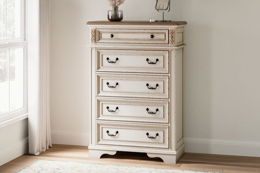 Realyn - Five Drawer Chest - White / Brown / Beige Accent Chests by Signature Design by Ashley® - Walls Furniture & Mattress