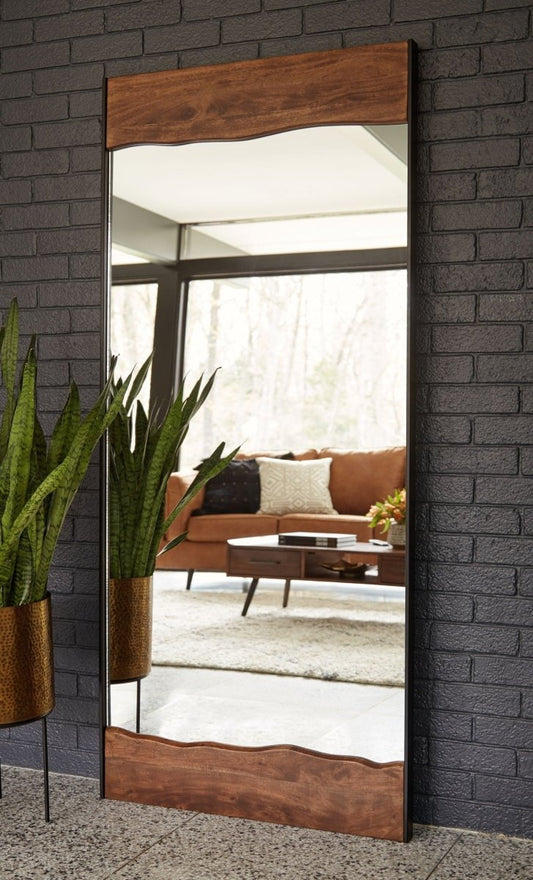 Panchali - Floor Mirror - Brown / Black Floor Mirrors by Signature Design by Ashley® - Walls Furniture & Mattress