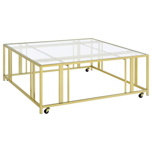 Adri - Square Glass Top Coffee Table With Casters Coffee Tables by CoasterEveryday - Walls Furniture & Mattress