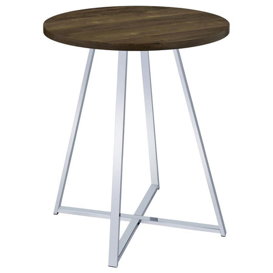 Burkhart - Round Pub Height Bistro Bar Table - Brown Oak Bar Tables by CoasterEveryday - Walls Furniture & Mattress