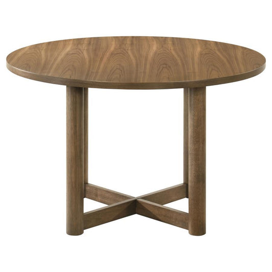 Crestmore - Round Wood Dining Table - Walnut Dining Tables by Coaster Fine Furniture - Walls Furniture & Mattress