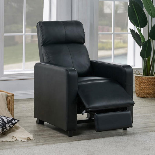 Toohey - Upholstered Home Theater Push Back Recliner - Black Reclining Chairs by CoasterEveryday - Walls Furniture & Mattress