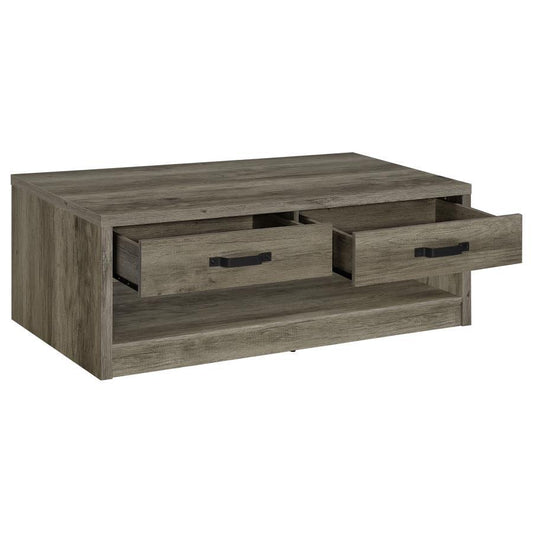 Felix - 2 - Drawer Engineered Wood Coffee Table - Gray Driftwood Coffee Tables by Coaster Fine Furniture - Walls Furniture & Mattress