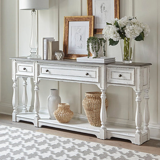 Magnolia Manor - 3 Drawer Hall Console Table - White Console Tables by Liberty Furniture - Walls Furniture & Mattress