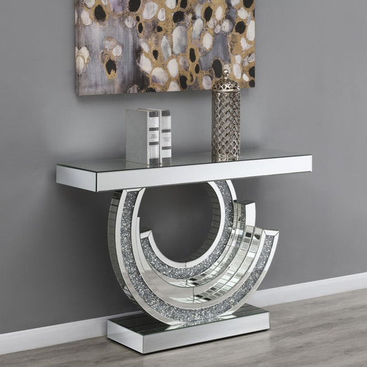 Imogen - Sculptural Mirrored Entryway Console Table - Silver Console Tables by CoasterElevations - Walls Furniture & Mattress