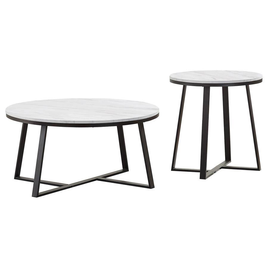 Hugo - Faux Marble Coffee Table Set Table Sets by Coaster Fine Furniture - Walls Furniture & Mattress