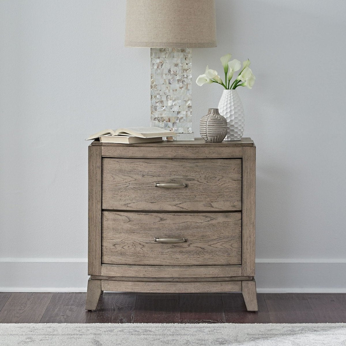 Avalon - Nightstand With Charging Station - Burnished Beige Nightstands w/ Charging Stations by Liberty Furniture - Walls Furniture & Mattress