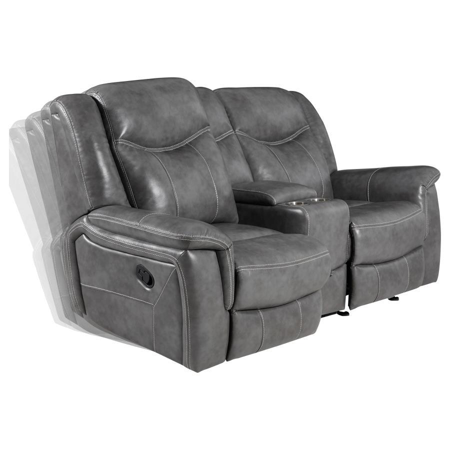 Conrad - Upholstered Padded Arm Glider Loveseat - Gray Reclining Loveseats by CoasterEveryday - Walls Furniture & Mattress