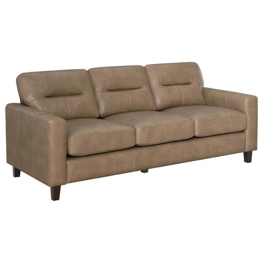 Scotland - Faux Leather Upholstered Track Arm Sofa Stationary Sofas by Coaster Fine Furniture - Walls Furniture & Mattress