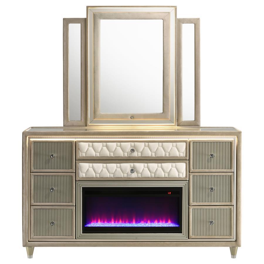 Lorient - 8 - Drawer LED Bedroom Flame Box Dresser Dressers by Coaster Fine Furniture - Walls Furniture & Mattress