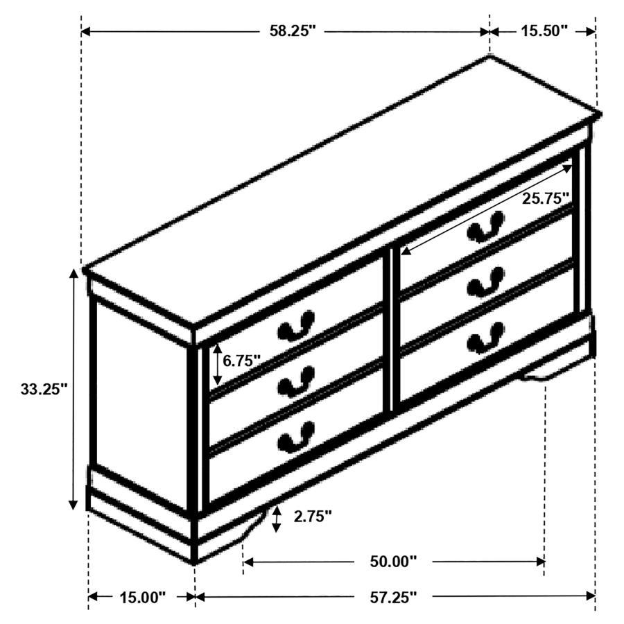 Louis Philippe - Six - Drawer Dresser Dressers by CoasterEveryday - Walls Furniture & Mattress
