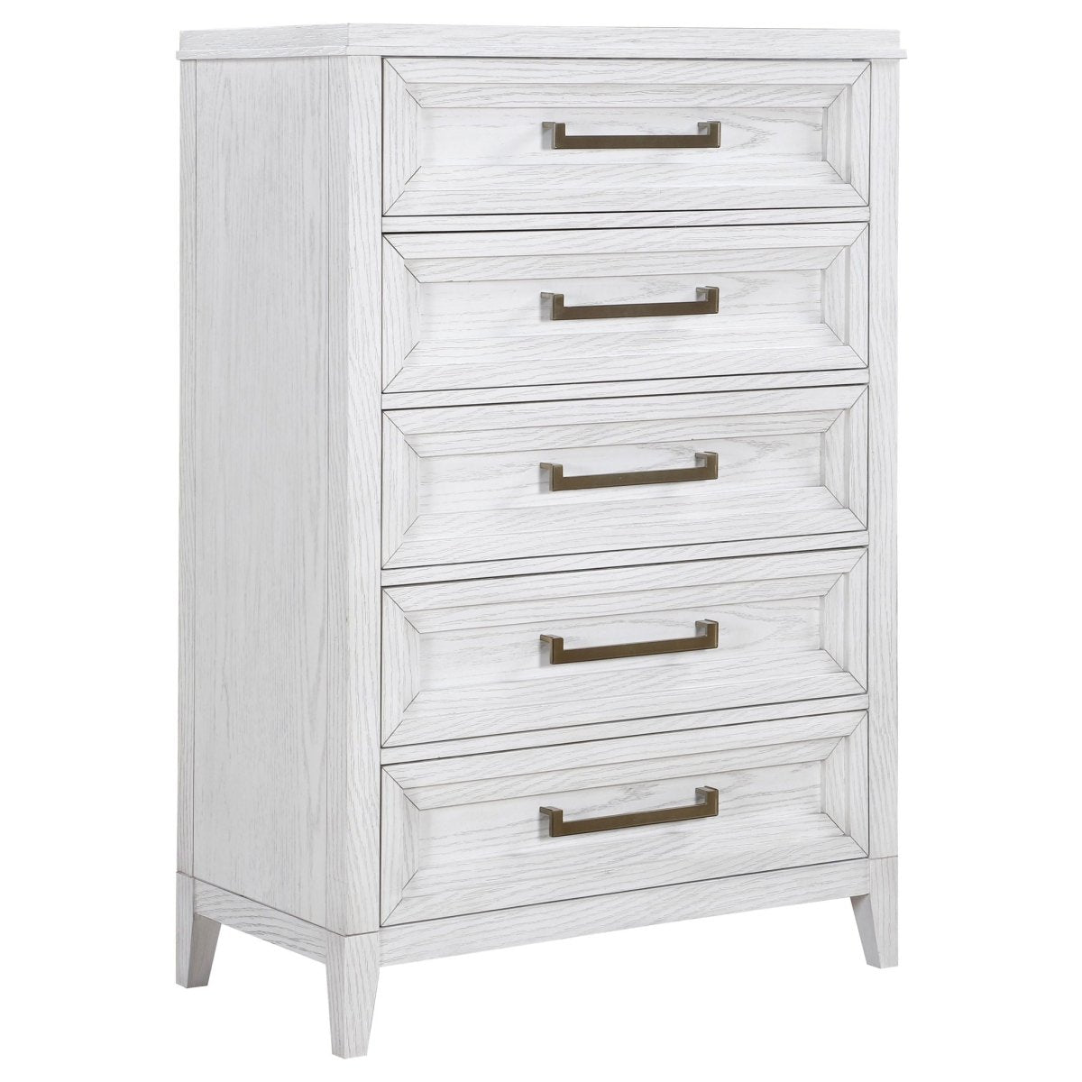 Marielle - 5 - Drawer Bedroom Chest - Distressed White Accent Chests by CoasterEveryday - Walls Furniture & Mattress
