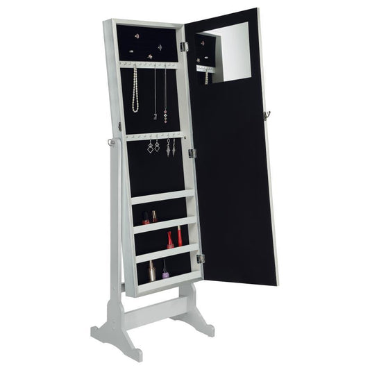 Elle - Cheval Mirror With Jewelry Storage - Silver Storage Mirrors by CoasterEveryday - Walls Furniture & Mattress