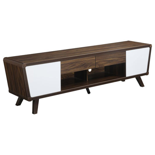 Alvin - 2 Door Engineered Wood TV Stand - Dark Walnut TV Stands by CoasterEssence - Walls Furniture & Mattress