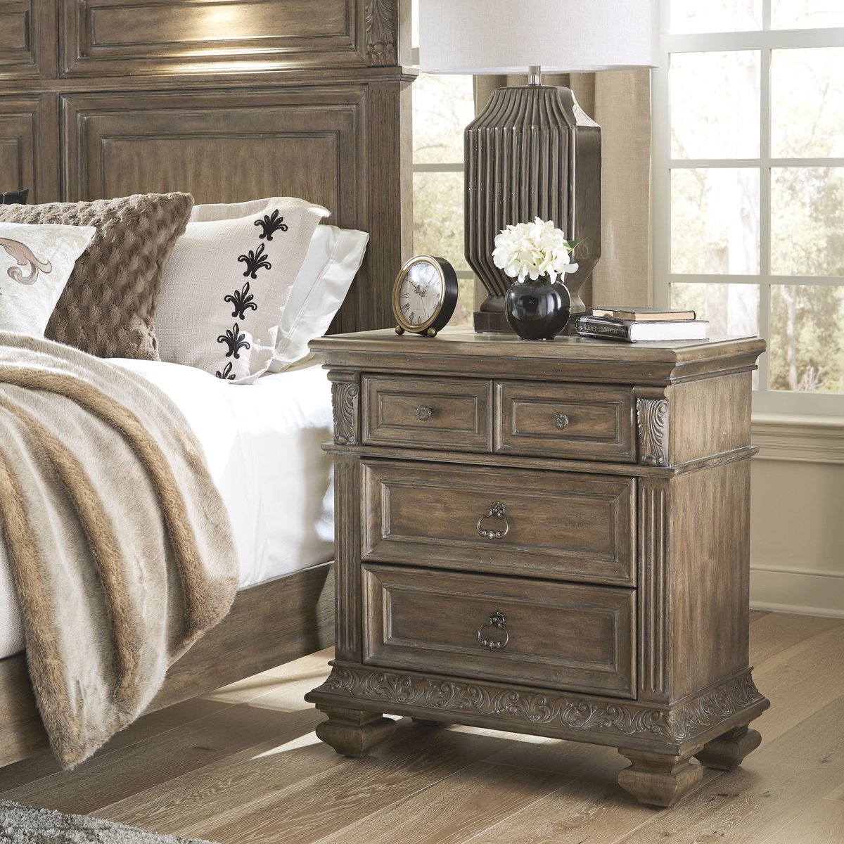 Carlisle Court - Bedside Chest With Charging Station - Medium Brown Bedside Chests by Liberty Furniture - Walls Furniture & Mattress