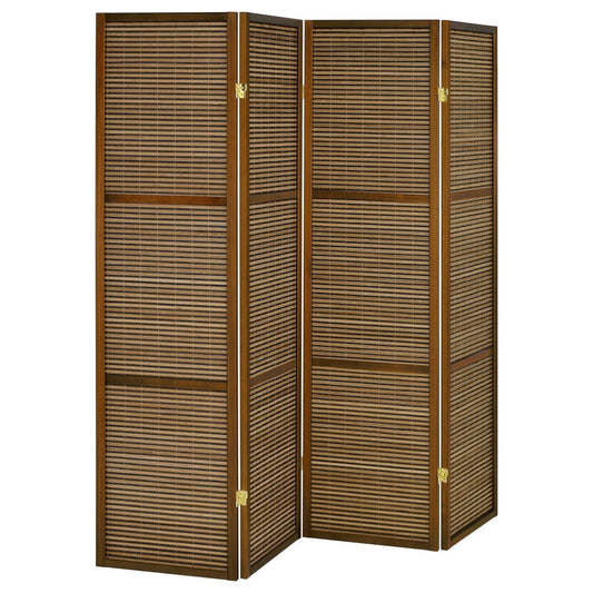 Browning - 4 - Panel Bamboo Room Divider Folding Screen - Walnut Room Dividers by Coaster Fine Furniture - Walls Furniture & Mattress