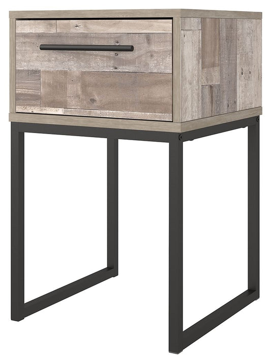 Neilsville - One Drawer Night Stand - Vinyl - Wrapped - Whitewash Accent Nightstands by Signature Design by Ashley® - Walls Furniture & Mattress